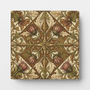 Plaque Photo Motif floral chardon brun chaud victorien