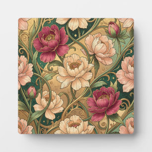 Plaque Photo Motif floral de pivoine magenta et tourbillons dor