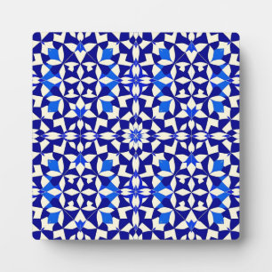 Plaque Photo Motif floral géométrique bleu marine