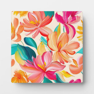 Plaque Photo Motif floral peint vibrant