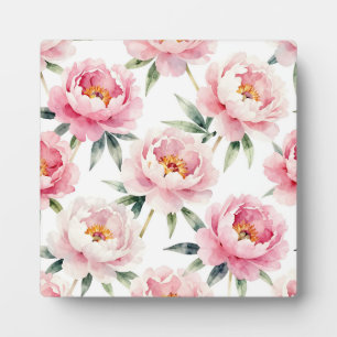 Plaque Photo Motif floral rose pivoine à l'aquarelle