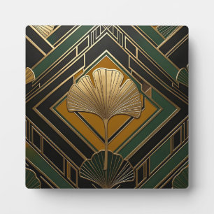 Plaque Photo Motif géométrique Art Déco feuille de Ginkgo or