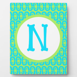Plaque Photo Motif géométrique turquoise et vert lime