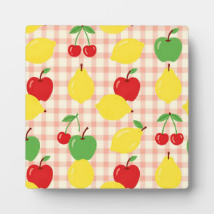 Plaque Photo Motif Gingham de Fruits Mignons