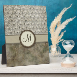 Plaque Photo Motif gris de plume de tempête avec le monogramme