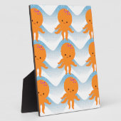 Plaque Photo Motif Octopus Orange Et Vagues Bleues (Côté)