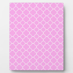 Plaque Photo Motif Quatrefoil Rose Et Blanc