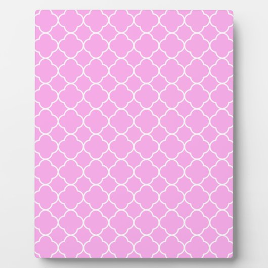 Plaque Photo Motif Quatrefoil Rose Et Blanc (Devant)