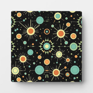 Plaque Photo Motif Rétro Atomique Starburst Milieu de Siècle