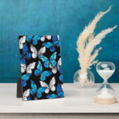 Plaque Photo Motif sans couleur foncée avec papillons bleus Mor (Côté)