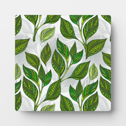 Plaque Photo Motif sans couture avec Feuilles de thé vert (Devant)