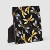 Plaque Photo Motif sans couture avec libellules d'or (Recto)