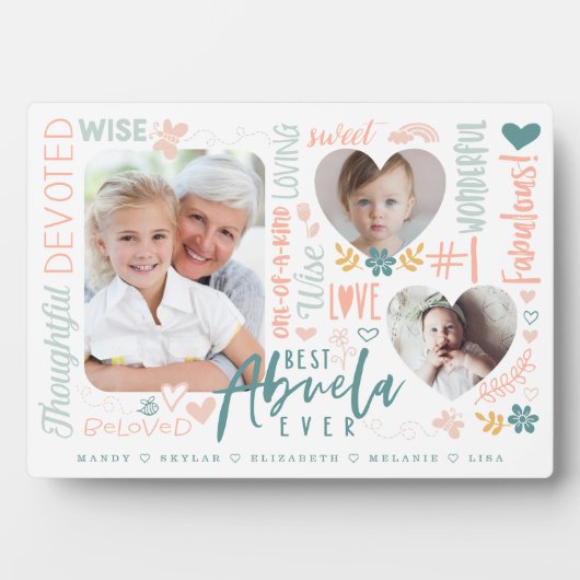 Plaque Photo Mots pour Best Abuela Ever Grandkids Photo Collage (Devant)
