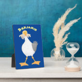 Plaque Photo Mouette drôle avec frites dessin animé (Côté)
