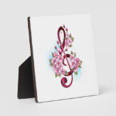 Plaque Photo Musical treble clef notes with sakura flowers (Recto)