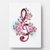 Plaque Photo Musical treble clef notes with sakura flowers (Devant)