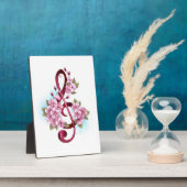 Plaque Photo Musical treble clef notes with sakura flowers (Côté)