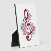 Plaque Photo Musical treble clef notes with sakura flowers (Côté)