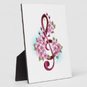 Plaque Photo Musical treble clef notes with sakura flowers (Côté)