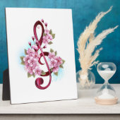 Plaque Photo Musical treble clef notes with sakura flowers (Côté)