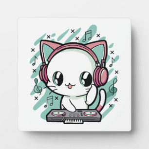 Plaque Photo musique de chat