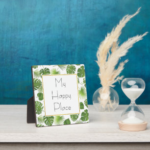 Plaque Photo My Happy Place Green Tropical Feuille Motif