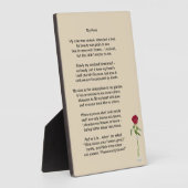 Plaque Photo "My Rose" a poem about Family Life (Côté)