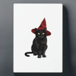 Plaque Photo Mystic Black Cat with Dark Red Hat Classic T-Shirt<br><div class="desc">Mystic Black Cat with Dark Red Hat Classic T-Shirt</div>