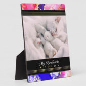 Plaque Photo Named Best Cat Ever Photo Template Pink Abstract (Côté)