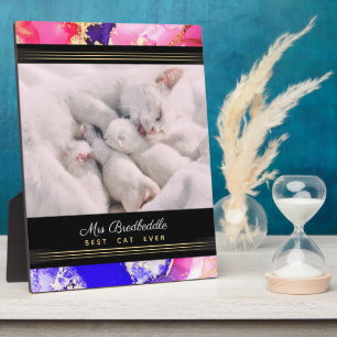 Plaque Photo Named Best Cat Ever Photo Template Pink Abstract