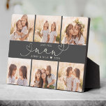 Plaque Photo Nan Modern Heart Script Photo Collage Love<br><div class="desc">Aimez-vous Nan : Grand cadeau photo personnalisé pour grands-parents, Saint-Valentin, Fête des mères, ou les Fêtes : Cette plaque photo moderne est facile à customiser avec vos 6 photos préférées. Le texte ci-dessous peut être personnalisé pour lire le nom de l'enfant ou membre de la famille ainsi que le texte...</div>