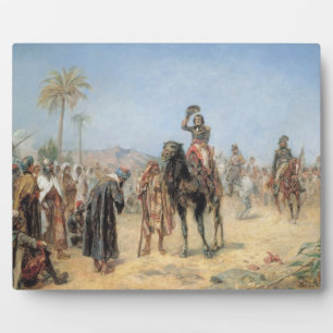 Plaque Photo Napoléon arriving à Egyptian Oasis (oil on can