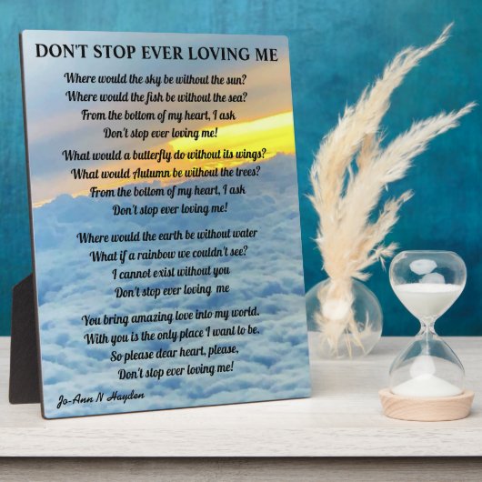 PLAQUE PHOTO N'ARRÊTE PAS DE M'AIMER JAMAIS (Côté)