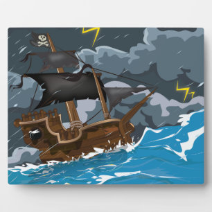 Plaque Photo Navire Pirate dans la Tempête