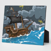 Plaque Photo Navire Pirate dans la Tempête (Côté)