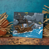 Plaque Photo Navire Pirate dans la Tempête (Côté)