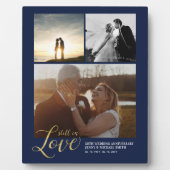 Plaque Photo Navy & Gold Love Anniversary Gift Photo Collage (Devant)