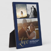 Plaque Photo Navy & Gold Love Anniversary Gift Photo Collage (Côté)