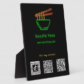 Plaque Photo Neon Asian Noodle Bowl Social Media Scan Codes (Côté)