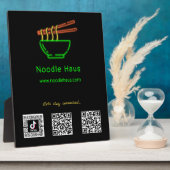 Plaque Photo Neon Asian Noodle Bowl Social Media Scan Codes (Côté)