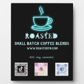 Plaque Photo Neon Coffee Cup Social Media QR Codes (Devant)