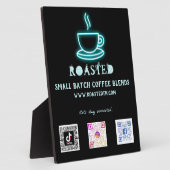 Plaque Photo Neon Coffee Cup Social Media QR Codes (Côté)