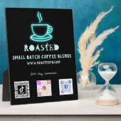 Plaque Photo Neon Coffee Cup Social Media QR Codes (Côté)