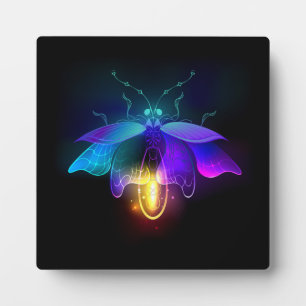 Plaque Photo Neon Firefly sur noir