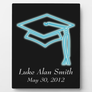 Plaque Photo Neon Grad Casquette Bleu clair