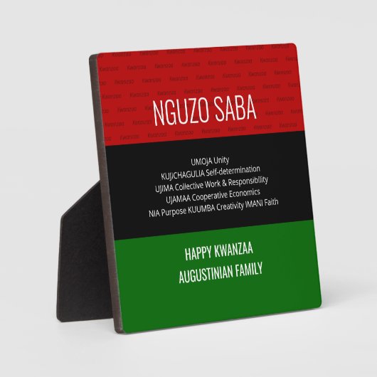 Plaque Photo NGUZO SABA 7 Principes Happy Kwanzaa (Recto)