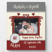 Plaque Photo Noces de rubis 40 ans ajouter noms photo gris (Devant)