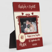 Plaque Photo Noces de rubis 40 ans anniversaire ajouter noms ph (Côté)