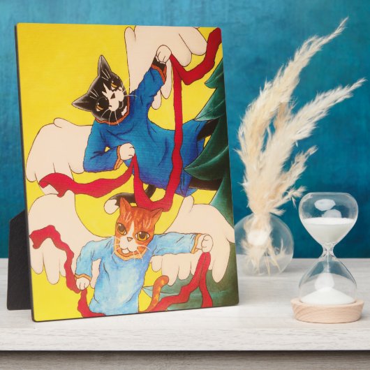 Plaque Photo Noël Ange Chats Cherub (Côté)