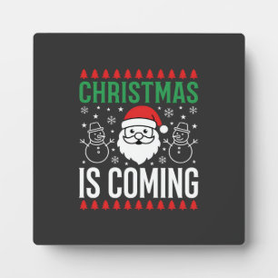 Plaque Photo Noël arrive Père Noël Bonhomme de neige